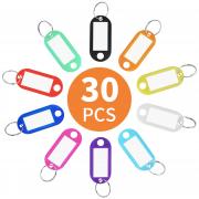 Cuttte 30 Pack Plastic Key Tags, Key Labels with Ring and Label Window, 10 Colors