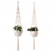 Cuttte Macrame Plant Hangers, 2 Different Pack, Indoor Outdoor Hanging Planter Basket, Hanging Plant Holders, Decorative Macrame Hangers, 4 Legs 39.4 Inch, Cream Color, Boho Decor