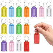 Cuttte 16 Pack Plastic Key Tags with Ring and Label Window 8 Colors, Key Chain Labels for Organizing Flash Drives, Suitcases, Backpacks, Luggage, Lunchboxes